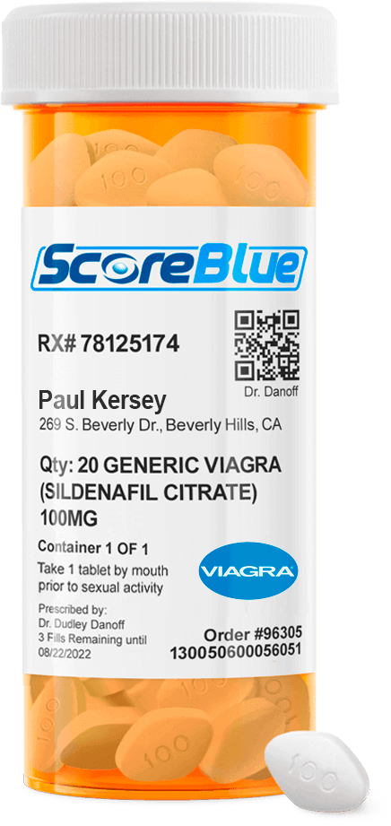 ScoreBlue - Generic Viagra pill bottle