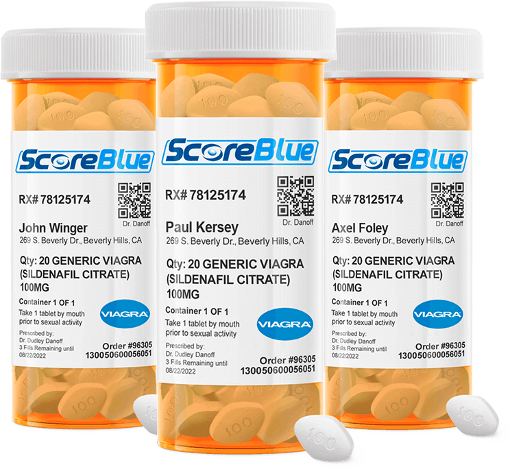 ScoreBlue - 3 generic viagra bottles