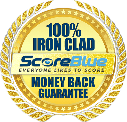 ScoreBlue - 100% Iron-Clad Money-Back Guaarantee badge