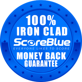 ScoreBlue - 100% Iron-Clad Money-Back Guaarantee badge