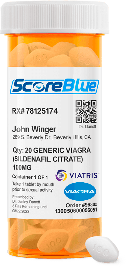 ScoreBlue - Generic Viagra pill bottle