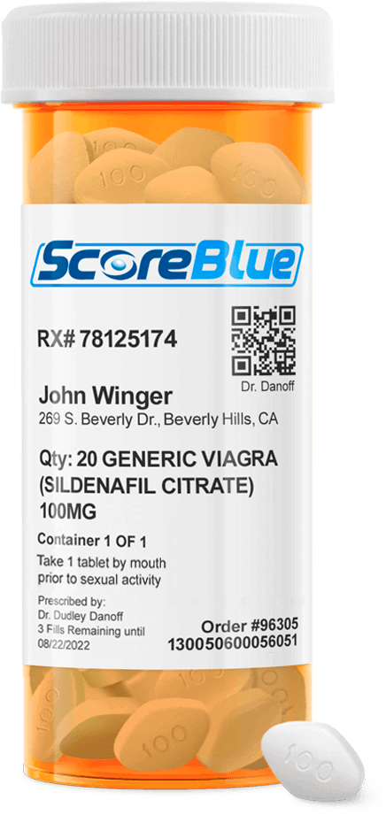 ScoreBlue - Generic Viagra pill bottle